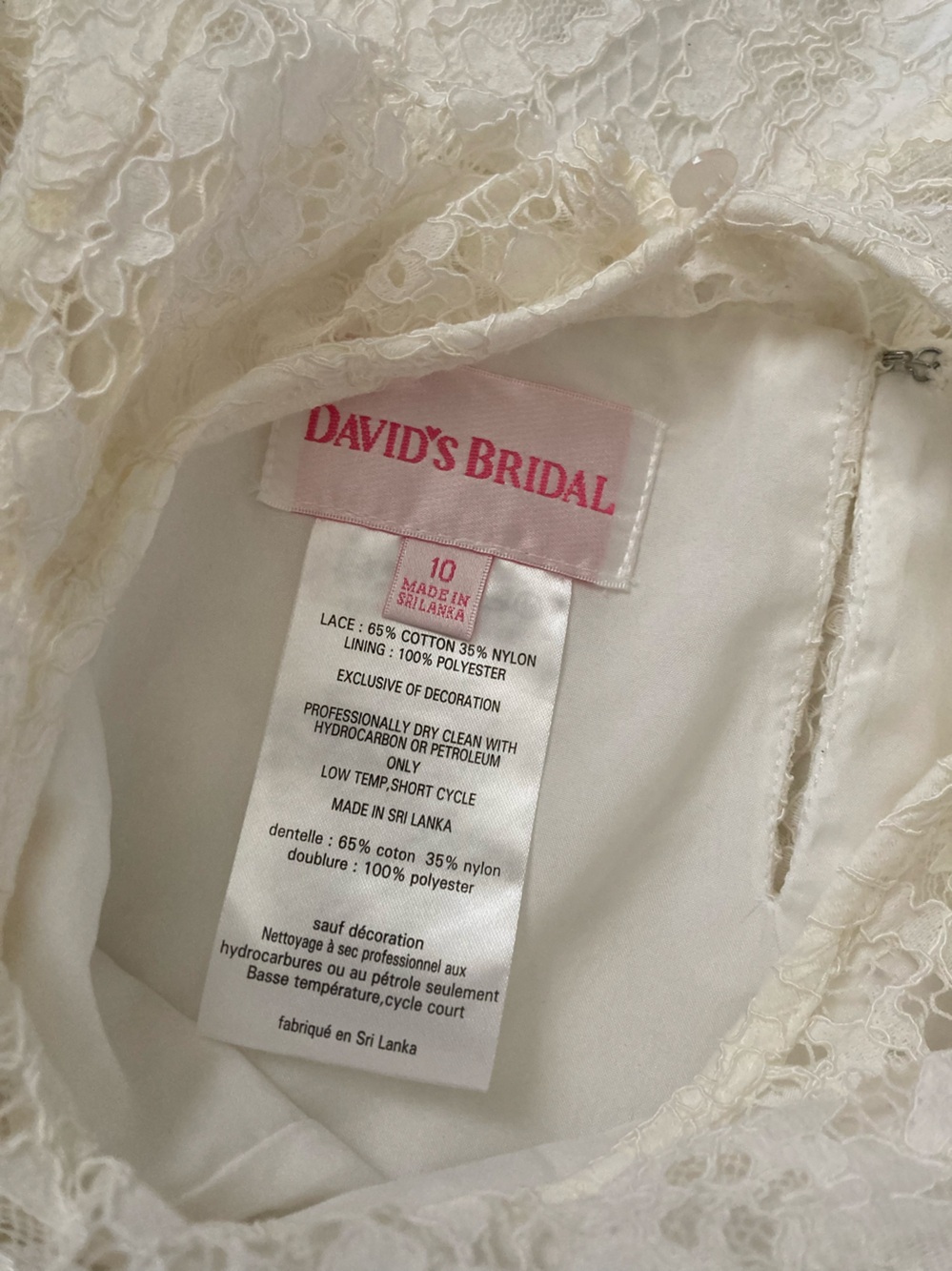 David's Bridal flower girl lace sheath dress, Sz 10. - Picture 7 of 10